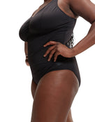 Speedo - Shaping AquaNite Swimsuit - Black/Plus Size - Model Close Side