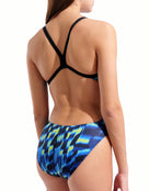 Arena - Aqua Gleam Challenge Back Swimsuit - Blue/Black/Multi - Model Back/Side