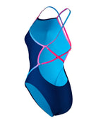 Aquasphere - Essential Diamond Back Swimsuit - Navy/Pink - Product Back