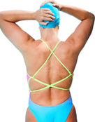 Aqiasphere - Limited Edition Essential Diamond Back Swimsuit - Multi/Yellow - Model Back