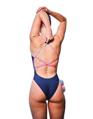 Aquasphere - Limited Edition Essential Diamond Back Swimsuit - Navy/Pink - Model Back