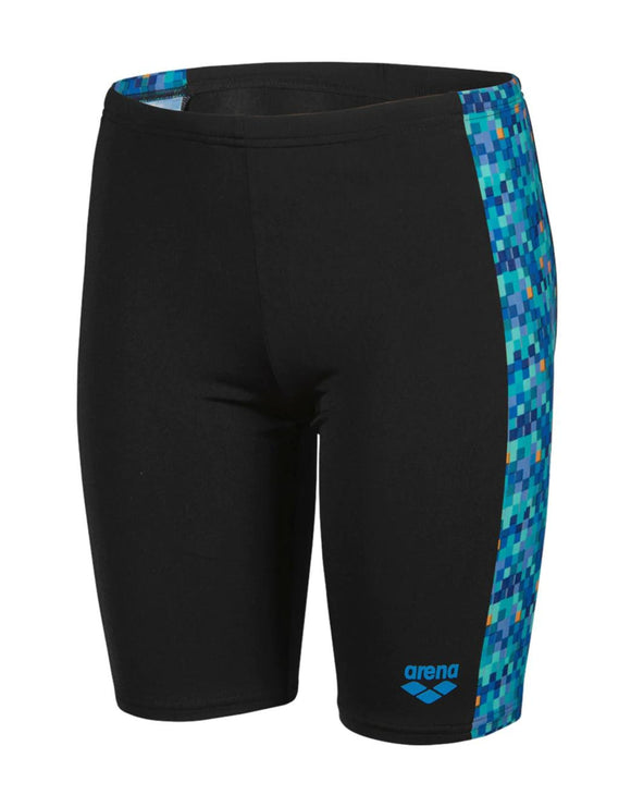 Arena - Boys Pooltiles Swim Jammer - Black/Blue Multi - Product Front/Side