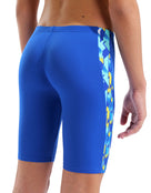 Arena - Boys Print Swim Jammer - Neon Blue/Yellow Multi - Model Back/Side