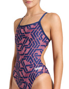 Arena - Escape Challenge Back Swimsuit - Navy/Team Red - Model Front Close Up