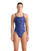 Arena - Escape Challenge Back Swimsuit - Navy Team - Model Front