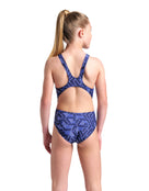 Arena - Girls Escape Tech Back Swimsuit - Navy Team - Model Back