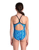 Arena - Girls Pooltiles Lightdrop Swimsuit - Black/Blue Multi - Model Front