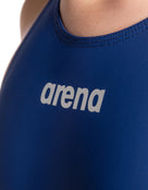 Arena - Girls Powerskin ST NEXT Open Back - Navy - Logo