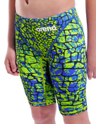 Arena - Limited Edition Boys Powerskin ST NEXT Jammer - Snake Green - Model Front/Side