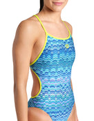 Arena - Ondulation Lace back Swimsuit - Navy/Green - Model Front Close Up