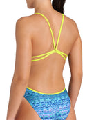 Arena - Ondulation Lace back Swimsuit - Navy/Green - Model back Close Up