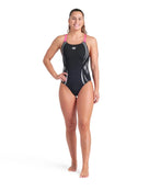 Arena - Poseidonia Swim Pro Back Swimsuit - Black/Pink - Model Front Full Body