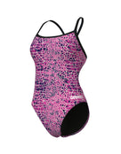 Arena - Snakeskin Challenge Back Swimsuit - Black/Pink Multi - Product Front