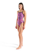 Arena - Snakeskin Challenge Back Swimsuit - Black/Pink Multi - Model Front Full Body