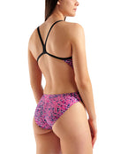 Arena - Snakeskin Challenge Back Swimsuit - Black/Pink Multi - Model Back/Side