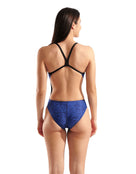 Arena - Snakeskin Challenge Back Swimsuit - Black/Team Royal - Model Back
