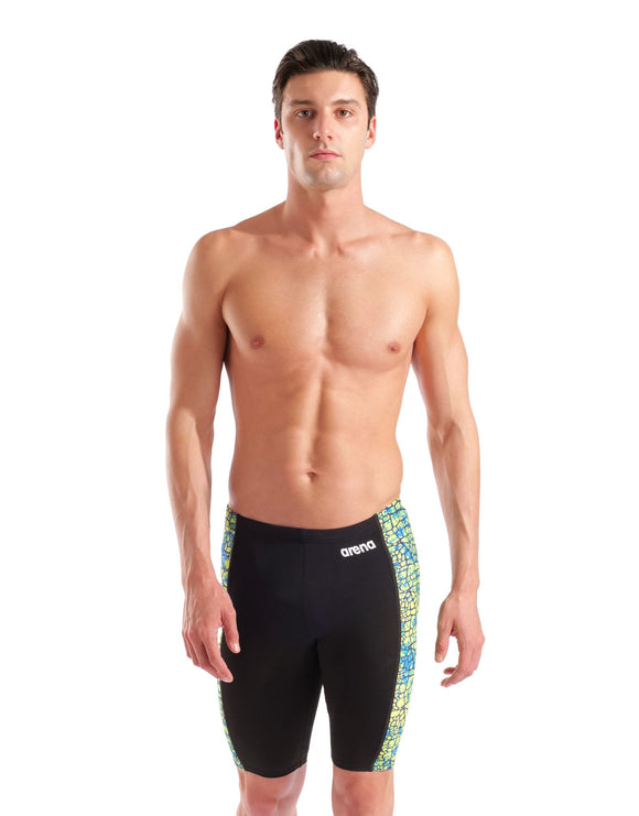 Arena - Snakeskin Swim Jammer - Black/Green Multi - Model Front
