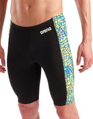 Arena - Snakeskin Swim Jammer - Black/Green Multi - Model Front/Side