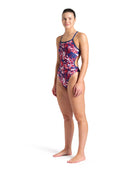 Arena - Crackle Challenge Back Swimsuit - Navy/Ream Red - Model Front Full Body