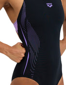 Arena-women-swimsuit-new-graphic-swim-pro-black-lavanda-pattern-side