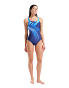 Arena - Jellyfish Pro Back Swimsuit - Navy/Turquoise - Model Front Full Body