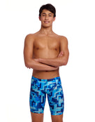 Funky Trunks - Boys You Blued Swim Training Jammers - Blue - Model Front with Pose