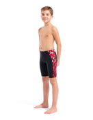 Arena - Boys Wave Swim Jammer - Black/Team Red - Model Front Full Body