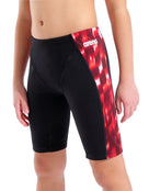 Arena - Boys Wave Swim Jammer - Black/Team Red - Model Front Close Up