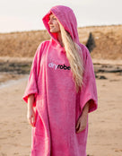 Dryrobe - Organic Cotton Short Sleeve Adult Towel Poncho - Pink - Product in Use