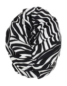 Zebra Stripe Fabric Swim Cap - Black/White