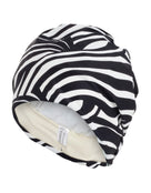 Zebra Stripe Fabric Swim Cap - Black/White