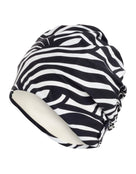 Zebra Stripe Fabric Swim Cap - Black/White