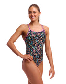Funkita - Womens Copper Cluster Diamond Back Swimsuit - Model Front/Side