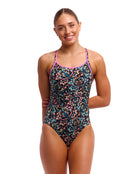 Funkita - Womens Copper Cluster Diamond Secure Back (Period Proof) Swimsuit - Black/Multi - Model Front/Side