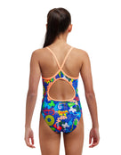 Funkita - Girls Blues Baby Diamond Back Swimsuit - Blue/Multi - Model Back