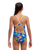 Funkita - Girls Blues Baby Diamond Back Swimsuit - Blue/Multi - Model Front