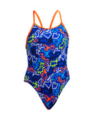 Funkita - Girls Broken Hearts Diamond Back Swimsuit - Blue/Multi - Product Front