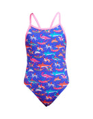 Funkita - Girls Doggie Paddle Single Strap Swimsuit - Purple/Multi - Product Front