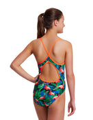 Funkita - Girls Jungle Bungle Diamond Back Swimsuit - Model Back with Pose