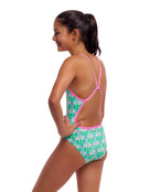 Funkita - Girls Loose Goose Single Strap Swimsuit - Green - Model Back/Side