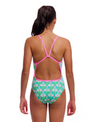 Funkita - Girls Loose Goose Single Strap Swimsuit - Green - Model Back
