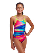 Funkita - Girls Lost Ocean Diamond Back Swimsuit - Multi - Model Front/Side