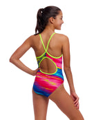 Funkita - Girls Lost Ocean Diamond Back Swimsuit - Multi - Model Back/Side