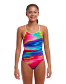 Funkita - Girls Lost Ocean Diamond Back Swimsuit - Multi - Model Front