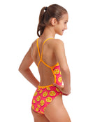 Funkita - Girls Mark Spritz Single Strap Swimsuit - Pink/Yellow - Model Back/Side