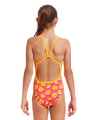 Funkita - Girls Mark Spritz Single Strap Swimsuit - Pink/Yellow - Model Back