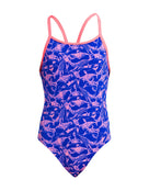Funkita - Girls Minky Pinky Diamond Back Swimsuit - Blue/Pink - Product Front