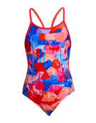 Funkita - Girls Miss Adventure Diamond Back Swimsuit - Blue/Red - Product Front