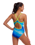 Funkita - Girls Sea Breeze Diamond Back Swimsuit - Model Back/Side