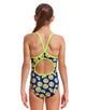 Funkita - Girls You Lemon Diamond Back Swimsuit - Blue/Yellow - Model Front